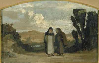Munke på Appia-vejen, ca. 1865. af Elihu Vedder