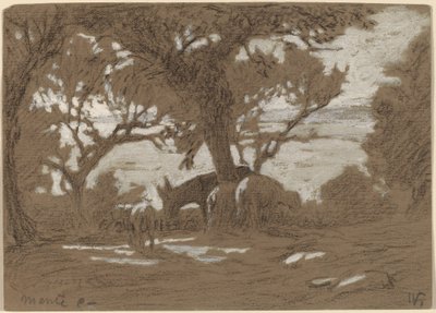 Mt. Colognola - Får græsser ved Trasimenosøen af Elihu Vedder