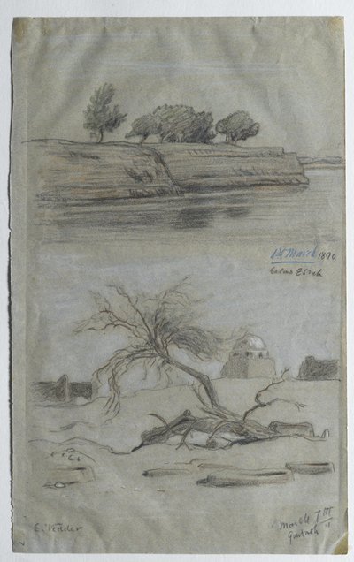 Nilen, 1890 (farvet blyant på papir) af Elihu Vedder