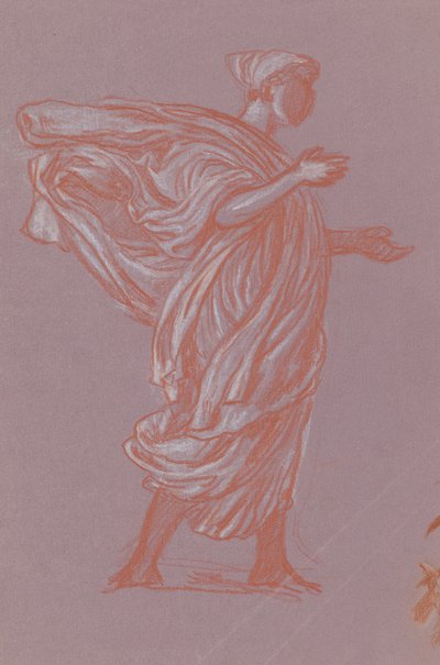 Stående figur, ca. 1872-77 (kridt på lilla lagt papir) af Elihu Vedder