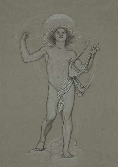 Studie for Figure of Apollo, fra de 60 undersøgelser til Huntington-loftet (1926.80) af Elihu Vedder