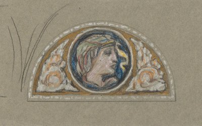 Studie for Lunette med kvindeligt hoved af Elihu Vedder