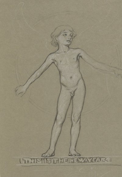 Studie for bevingede unge (det nye år) af Elihu Vedder