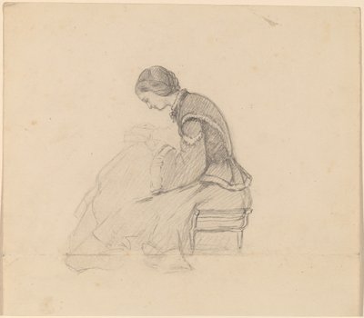 Studie af en pige, der læser af Elihu Vedder