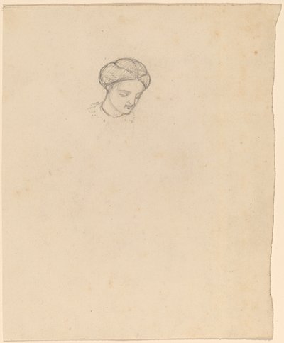 Studie af en piges hoved, ca. 1858. af Elihu Vedder
