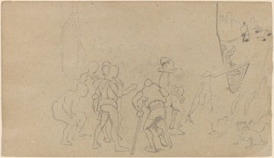 Landsbyscene, ca. 1859. af Elihu Vedder