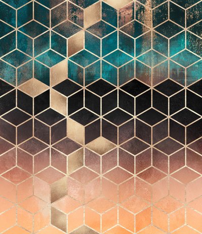 Geometrisk mønster i guld-ombre af Elisabeth Fredriksson