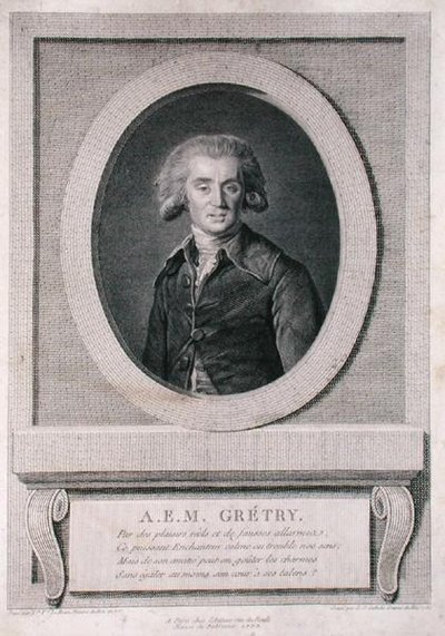 Andre Ernest Modeste Gretry (1741-1813) graveret af Louis Jacques Cathelin (1738-1804) 1786 (gravering) af Elisabeth Louise (after) Vigee Lebrun