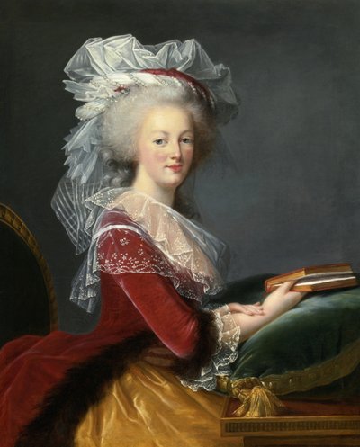 Marie Antoinette med en bog. af Elisabeth Louise Vigee Lebrun