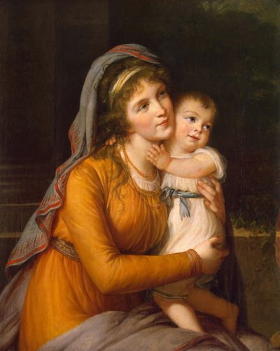 Portræt af baronesse Anna Sergeyevna Stroganova 1765-1824 med hendes søn, ca. 1800 af Elisabeth Louise Vigee Lebrun
