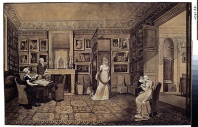 Tegnestue i Prins Ivan Ivanowitch Baryatinsky-huset (1772-1825) i Altona (Salestue i Baryatinsky-huset i Altona). Tegning af Marie Louise Elisabeth Vigee-Lebrun (Vigee Lebrun) (1755-1842) af Elisabeth Louise Vigee Lebrun
