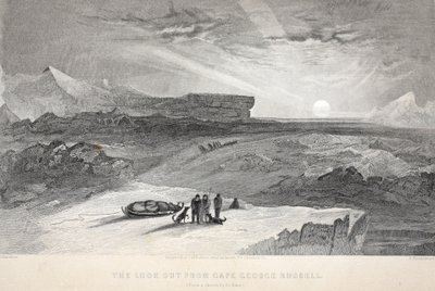 Udsigt fra Cape George Russell, illustration fra "The second Grinnell Expedition in Search of Sir John Franklin...", 1856 af Elisha Kane