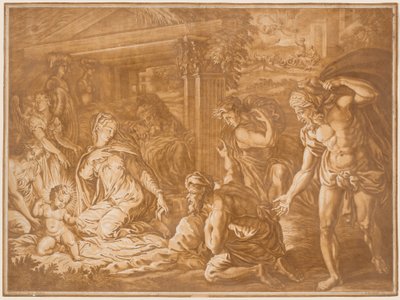 Hyrdernes tilbedelse af Elisha Kirkall after Perino del Vaga