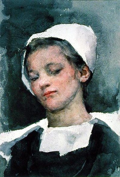 Louise, en bretonsk pige (akvarel på papir) af Elizabeth Adela Stanhope Forbes