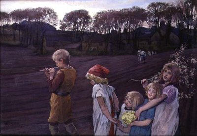 The Pied Piper, an Allegory of Spring (olie på lærred) af Elizabeth Adela Stanhope Forbes