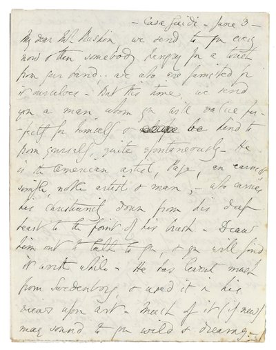Autografbrev til John Ruskin, Casa Giudi, Firenze, 3. juni 1859 af Elizabeth Browning