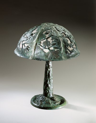 Bordlampe, ca. 1910 (patineret messing & skal) af Elizabeth Eaton Burton