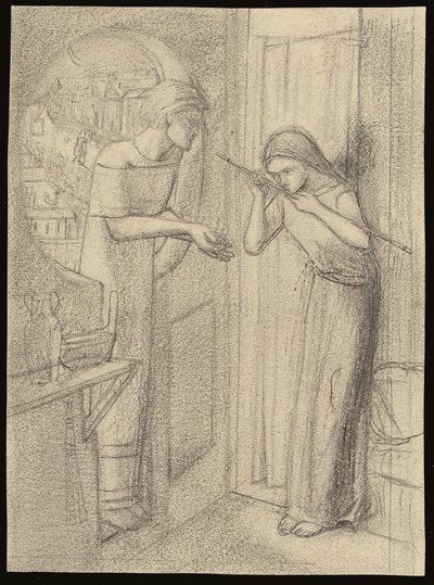 Clerk Saunders (blyant på papir) af Elizabeth Eleanor (1834 62) Siddal