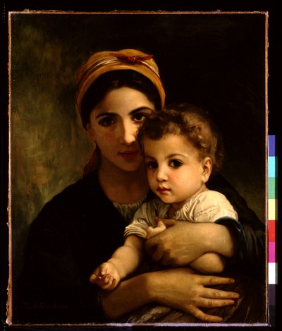 Ung pige med barn (olie på lærred) af Elizabeth Jane Gardner Bouguereau