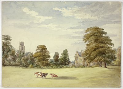 Køer før Herregård og Kirke af Elizabeth Murray