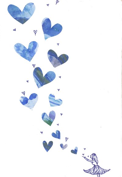 Blowing a Kiss, 2013 (akvarel og collage) af Elizabeth Rider