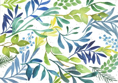 Foliage Medley, 2018 (akvarel) af Elizabeth Rider