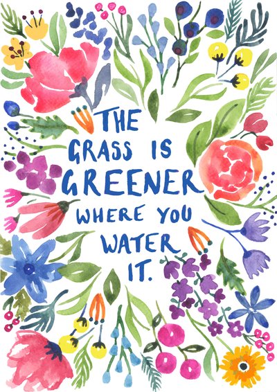 Greener Grass, 2018 (akvarel) af Elizabeth Rider