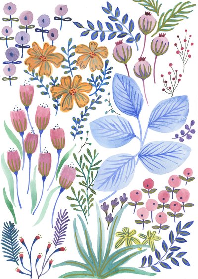 Spring Blooms, 2017 (akvarel) af Elizabeth Rider