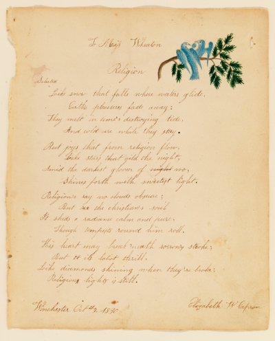 Til Miss Wheaton, Religion, 1830. af Elizabeth W. Capron