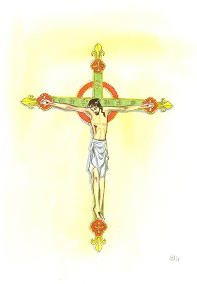 A Crucifix, 2001 (w/c på papir) af Elizabeth Wang