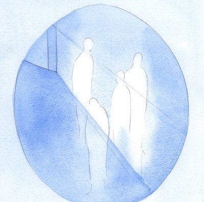 Alt det gode, som jeg ser og fornemmer hos personer, jeg kender, er en gave fra Gud; enhver god handling eller gestus stammer fra ham, 2000 (w/c på papir) af Elizabeth Wang