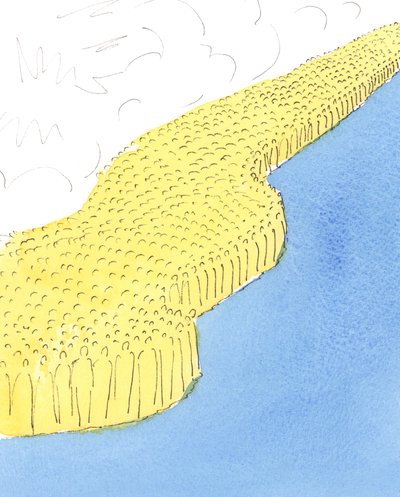 Blandt de mange mennesker i himlen er forældre, der gerne ville have modtaget kærlighed og tak fra deres børn i det jordiske liv, 2004 (w/c på papir) af Elizabeth Wang