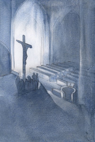Ved messen ofrer vi i taksigelse et helligt og levende offer, 2001 (w/c på papir) af Elizabeth Wang