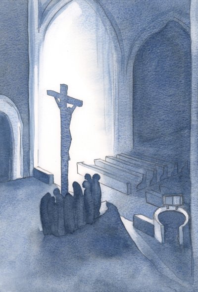 Ved messen ofrer vi i taksigelse et helligt og levende offer, 2001 (w/c på papir) af Elizabeth Wang