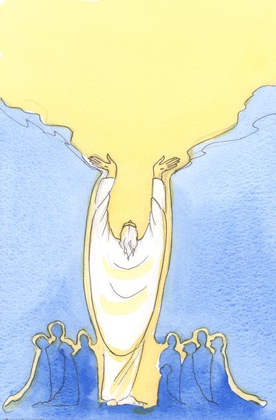 Fordi Jesus Kristus er Gud såvel som menneske og til stede iblandt os ved messen, 2003 (w/c på papir) af Elizabeth Wang