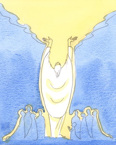 Fordi Jesus Kristus er Gud såvel som menneske og til stede iblandt os ved messen, 2003 (w/c på papir) af Elizabeth Wang