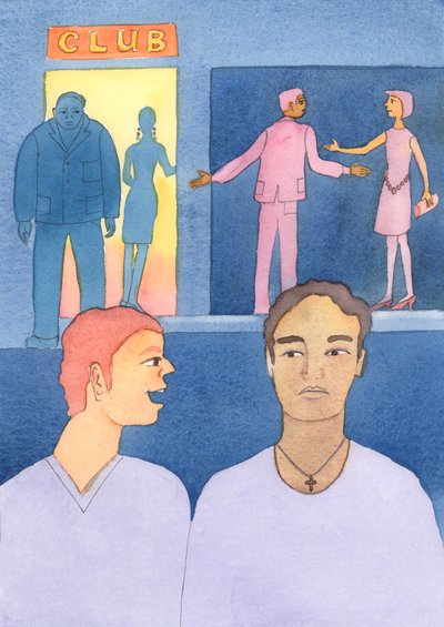 Ved forbøn og bøn giver vi stærk hjælp til mennesker, der er fristet til at gøre noget forkert i syndens stund, 2004 (akvarel på papir) af Elizabeth Wang