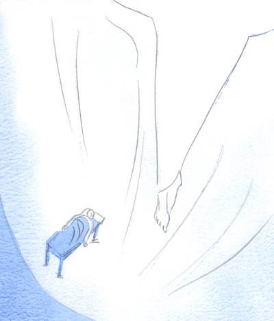 Ved tålmodig udholdenhed - af kærlighed til Kristus - kan vi ligne ham, og også blive løftet op og herliggjort, 2002 (w/c på papir) af Elizabeth Wang