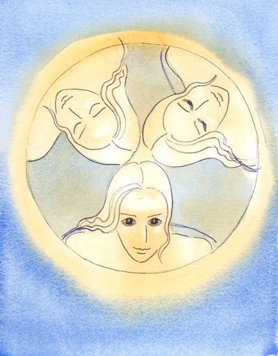 Ved dette billede har Herren givet en påmindelse om, at de tre guddommelige personer er én Gud - hellig og udelt, 2003 (w/c på papir) af Elizabeth Wang