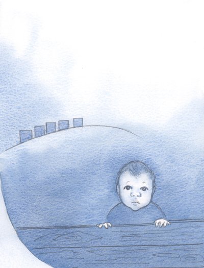 Kristus, som en baby, sand Gud og sandt menneske, var underlagt andre og ventede på kærlighed og varme, 2000 (w/c på papir) af Elizabeth Wang