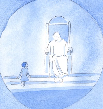 Kristus bad mig tale som et uvidende barn, men en der er tæt på ham på grund af tro, omvendelse og venskab, 2002 (w/c på papir) af Elizabeth Wang