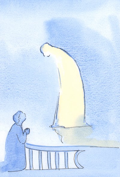 Kristus er øm og venlig, når vi vender os til ham, 2002 (w/c på papir) af Elizabeth Wang