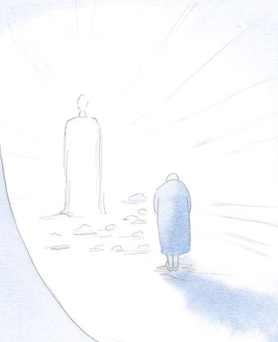 Kristus ønsker at se enhver fejl eller bekymring eller frygt, der forhindrer sjælen i at se hans vilje, nedfældet for ham., 2001 (w/c på papir) af Elizabeth Wang