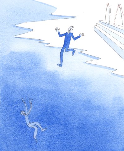 Alle, der dør, møder Kristus, selv folk med andre religioner og selv folk, der aldrig har hørt om ham, 2005 (akvarel på papir) af Elizabeth Wang