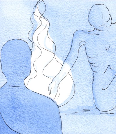 Gud viste mig, hvordan den største flamme af næstekærlighed brænder i hjertet på dem, der ville bringe tro og håb til plagede og torturerede mennesker - såvel som fysisk hjælp og helbredelse, 2003 (w/c på papir) af Elizabeth Wang