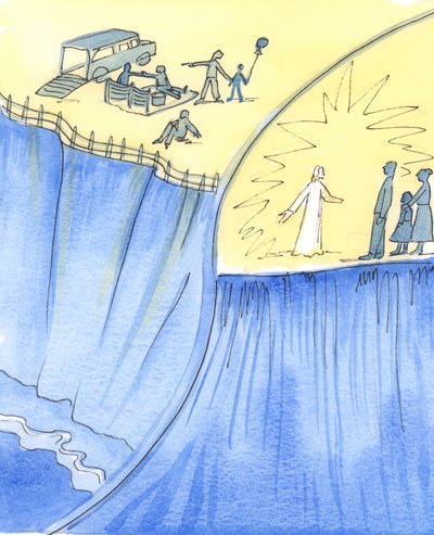 Gode forældre advarer om de farer, deres børn skal undgå, hvis de ønsker at forblive sikre og i fred, 2002 (w/c på papir) af Elizabeth Wang