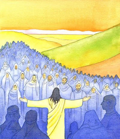 Great Crowds Followed Him, 2001 (w/c på papir) af Elizabeth Wang