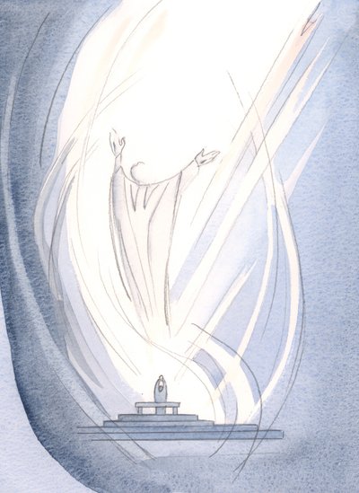 Han førte mig til Faderen, i forbøn, med Helligånden i et glædesfællesskab., 2000 (w/c på papir) af Elizabeth Wang