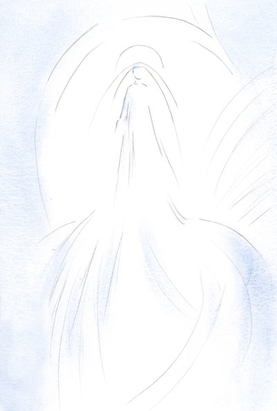 Han viste mig et glimt af sin kære, hellige mors storhed og herlighed, 2000 (w/c på papir) af Elizabeth Wang
