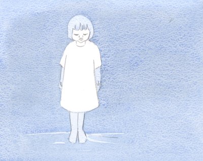 Han viste mig, hvordan jeg er som et barn i dåbsdragt, efter sorg og tilgivelse, bod og erstatning., 2000 (w/c på papir) af Elizabeth Wang